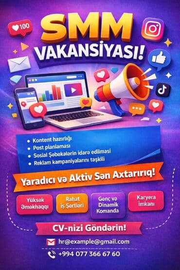 Anbar: SMM menecer tələb olunur, 18-29 yaş, 1-2 illik təcrübə — 1