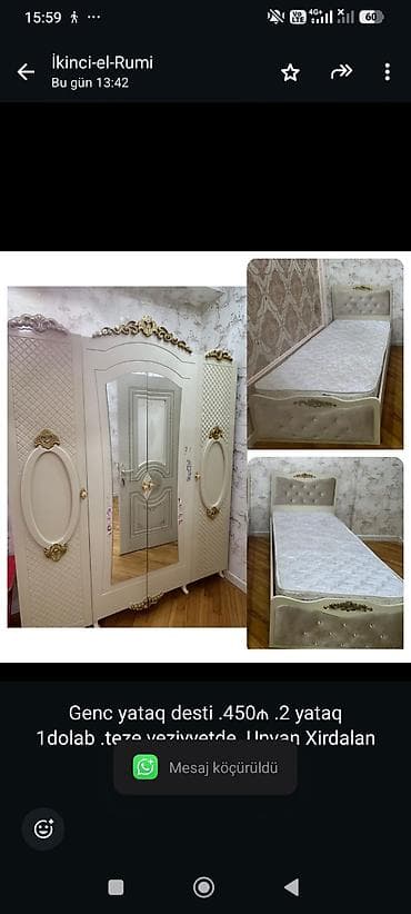 Genc yataq desti .450₼ .2 yataq 1dolab .teze veziyyetde .Unvan