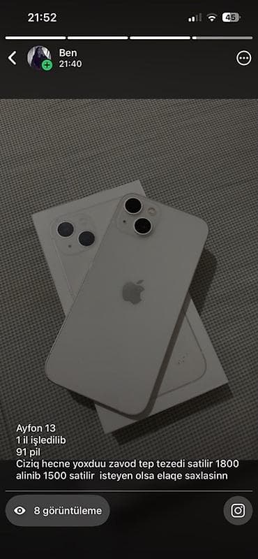 kenquru kitab pdf: IPhone 13, 128 GB, Ağ, Face ID — 1