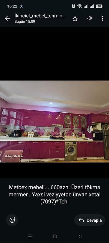 Metbex mebeli. 660azn. Üzeri tökmə mermer. Yaxsi veziyyetde ünvan