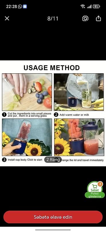 samsung galaxy a 3: Portativ şirəçiçək/blender – evdə və yolda smoothies, kokteyl və uşaq — 3