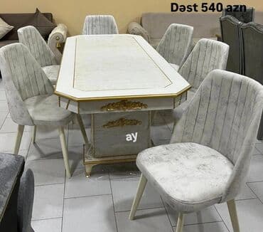 *Masa desti 540AZN* 🔹 MDF masa olcu 93×2 🔹 6 ədəd stul 🔹 Rəng seçimi