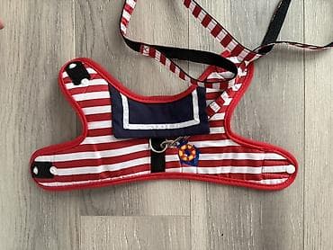 Dənizçi dizaynlı it üçün gövdə bağlamalı qoşqu və kəmər dəsti Razmer S