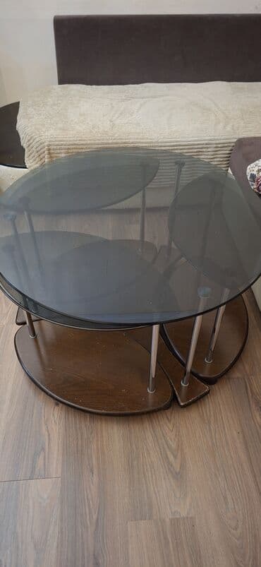 стеклянный стол на кухню купить: Yumru masa, Açılmayan, Təkərli, Şüşə, Zəmanətsiz — 2