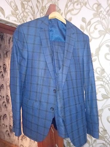 Kişi kostyumu – 3 hissəli dəst - Rəng: mavi tonlarda, xırda dama