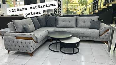 ucuz kunc divanlar: Künc Divan Dəsti - Müasir L‑şəkilli dizayn, geniş oturacaq sahəsi - — 4