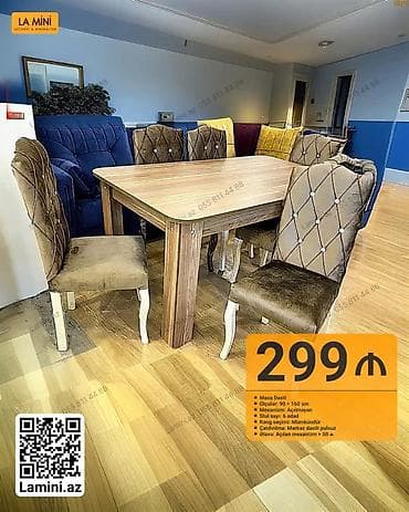 Açılmayan, Dördbucaq masa, 6 stul