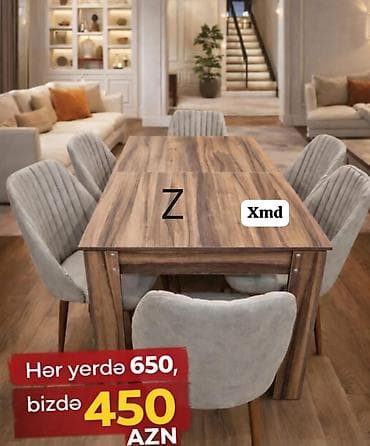 ev stul: Mətbəx üçün, Yeni, Dördbucaq masa, 6 stul — 1