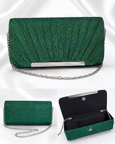 Сумки: Parlaq zümrüd-yaşıl rəngdə axşam/ziyafət çantası (clutch) - Dizayn — 1