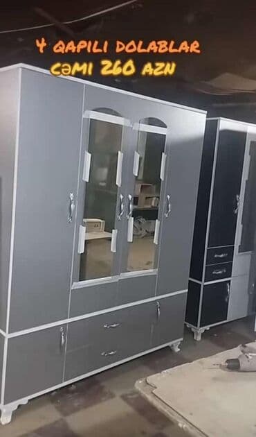 kalidor ucun alcipan fiqurlari: Açılan, 4 qapılı Düz dolab, Qarderob, paltar dolabı — 3
