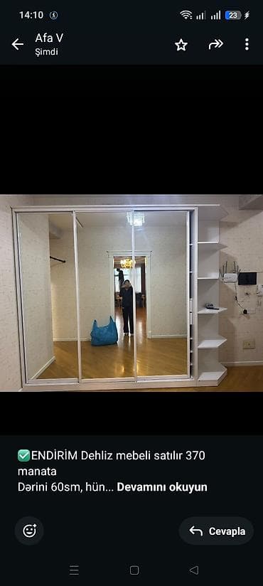 sifonér: ✅ENDİRİM Dehliz mebeli satılır 370 manata Dərini 60sm, hündürü 2.5 m — 1
