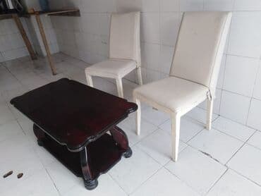 Qonaq otağı üçün, İşlənmiş, Açılmayan, Dördbucaq masa, 2 stul