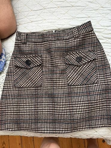 son zeng etekleri: Qadın ətəyi – klassik kaşmir/plaid naxışlı - Model: A-kəsimli mini — 1