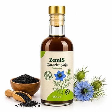 duru yağ: ZemiS günəbaxan yağı soyuq sıxım– 1 litr. Etiket üzərində qeyd — 7