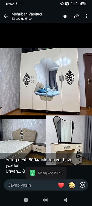 Yataq desti 500₼. Matras var baza yoxdur Ünvan Bakı 9 mk (BK405) Mehi