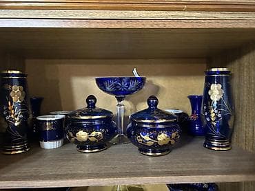 piyon gul: Çay dəsti, rəng - Göy, Kobalt, Bohemia, Çexiya — 1