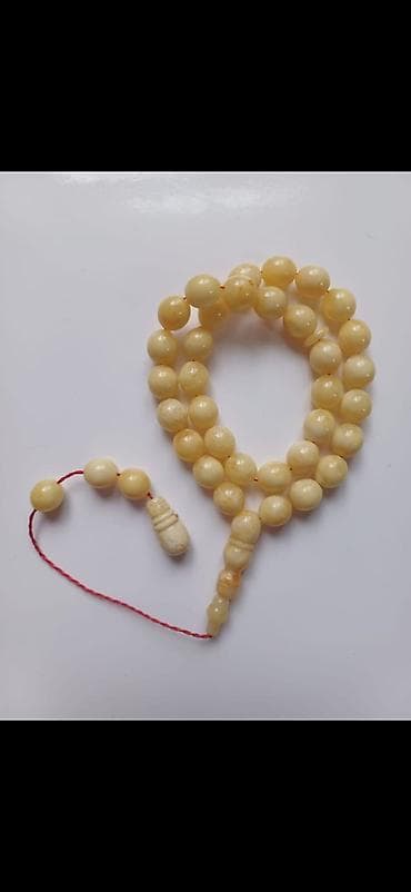 Məhsul: süd rəngli kəhrəba muncuqlardan hazırlanmış təsbeh 100%