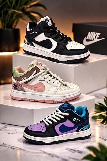 krosovkalar: Nike Dunk Low uşaq idman ayaqqabıları – 3 fərqli rəng kombinində — 1