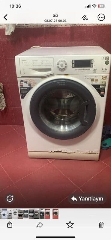 Paltaryuyan maşınlar: Paltaryuyan maşın Hotpoint Ariston, 8 kq, Avtomat, Qurutmasız, Kredit yoxdur