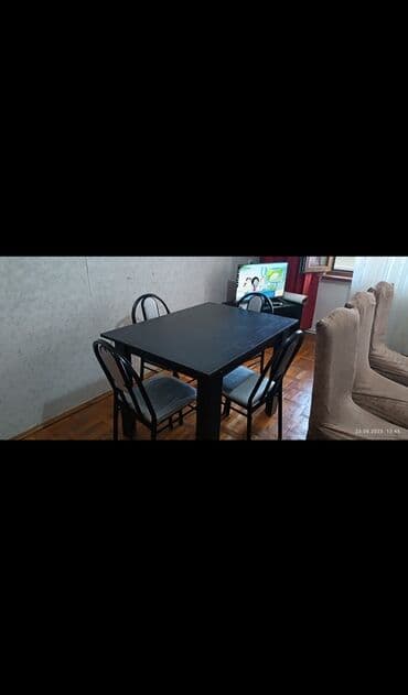 stol stul işlenmiş: Yeni, Dördbucaq masa, 6 stul, Açılmayan, Stullar ilə, Metal, Azərbaycan — 3