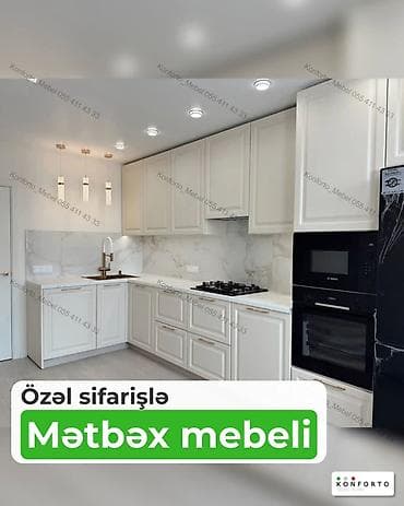Özəl sifarişlə hazırlanmış mətbəx mebeli - Klassik dizaynlı açıq krem — 1