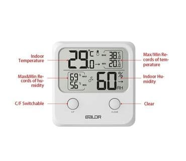 qida termometr: Termometr. - Model: BALDR BO-335TH yüksək dəqiqli temperatur və — 5