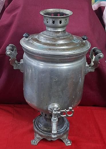 2 ci el sobalar: Qedimi 1960-70 ci illerin (Sovet) Tulazavod 6-7 Litrlik Odun Samovari — 2