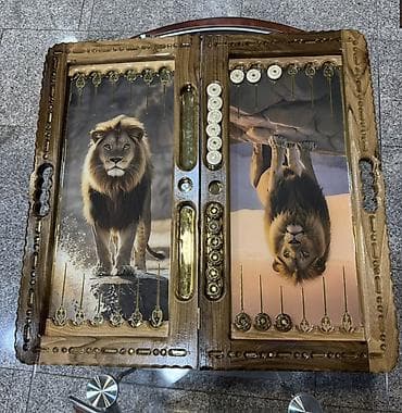 nerd zeri: Şahmat-nərd dəsti – “Aslan” dizaynı ……………………… - Material: Təbii — 4