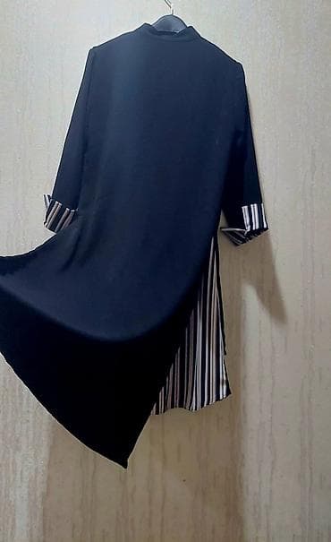klassik geyim: Qadın tunik - Rəng: qara, alt qat və manjetlərdə ağ-navy-çəhrayı — 5