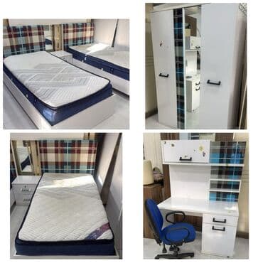 3D panellər: Oğlan və qız üçün, İşlənmiş, 2 təknəfərlik çarpayı, Yazı masası, Dolab, 2 tumba — 1