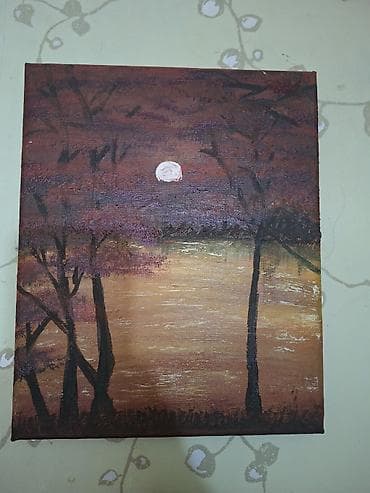 Tekstil: Rəsmlər – əl işi akril kətan tablo dəsti - Mövzu: Gecə mənzərələri və — 2