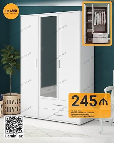 La Mini – 3 qapılı dolab - Ümumi dizayn: ağ rəngdə, minimalistik lalafo.az -da La Mini – 3 qapılı dolab - Ümumi dizayn: ağ rəngdə, minimalistik
