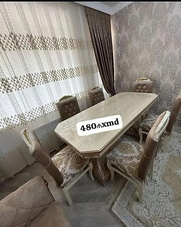 sumqayit taxt: Qonaq otağı üçün, Yeni, Açılmayan, Dördbucaq masa, 6 stul — 1