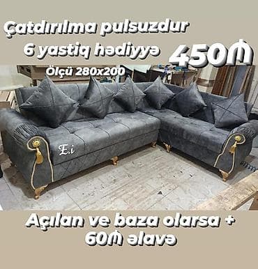 Künc divan dəsti - Ölçü: 280 x 200 sm - Material: yumşaq parça üzlük