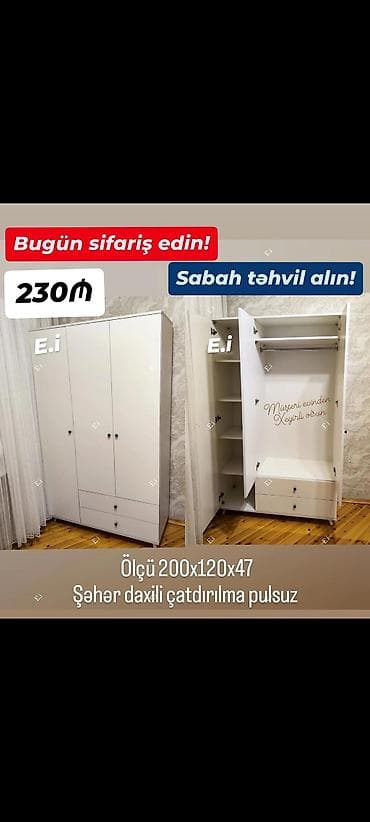 skaf kupe: Düz dolab, Yataq otağı üçün, Paltar üçün — 1