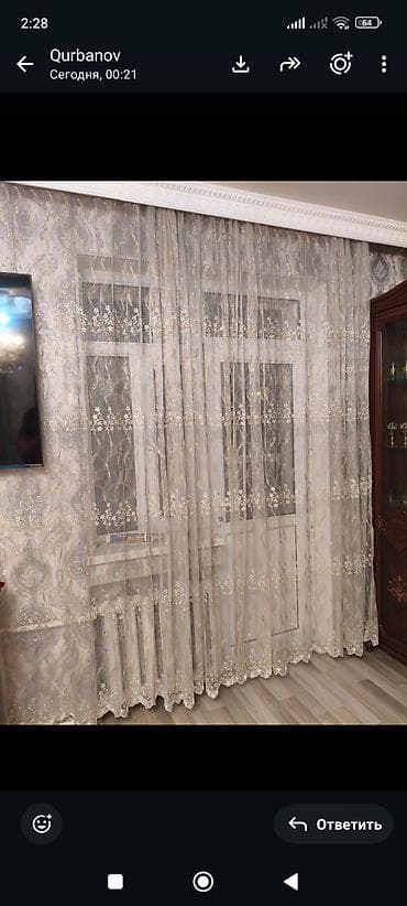 balka: Zərif naxışlı tül pərdə - Material: nazik, işıqlı məkanlarda yüngül — 1