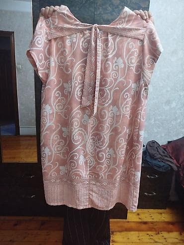3xl: Zərif naxışlı tunik/plaşet paltarı - Rəng: Pudra çalarlı açıq — 2