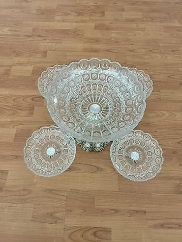 sufre: Kristal meyvə-qəlyanaltı stendi – 5 qablı - Material: şəffaf naxışlı — 2