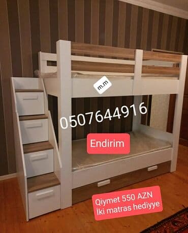 tek çarpayi: Oğlan və qız üçün, Yeni, Çarpayı, Matras ilə, Siyirməli, Laminat — 25