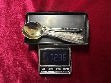 Столовые приборы: 6 ədəd kofe qaşığı dəsti Gümüş 916 əyyar. 72 gram - Material: metal — 3