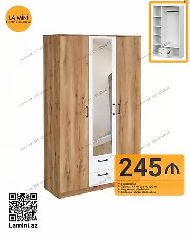 hamam ucun şkaflar: 3 qapılı, Açılan, Düz dolab — 1