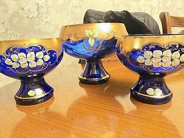 Tort və şiriniyyat qabı, rəng - Göy, Şüşə