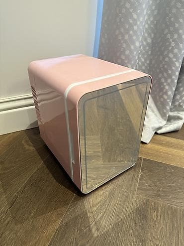 printer satilir: Mini soyuducu – çəhrayı, şüşə ön qapılı - Kompakt stolüstü model — 1