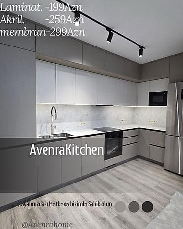 Sifarişlə mətbəx dəsti, Özü çəkən petlələr, Sadə laminat, Kredit var, Pulsuz çatdırılma, Ödənişli çatdırılma, Rayonlara çatdırılma — 2