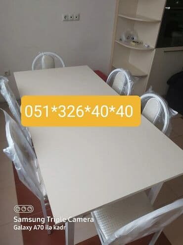 Masa və oturacaq dəstləri: Mətbəx üçün, Yeni, Açılan, Dördbucaq masa, 4 stul — 16