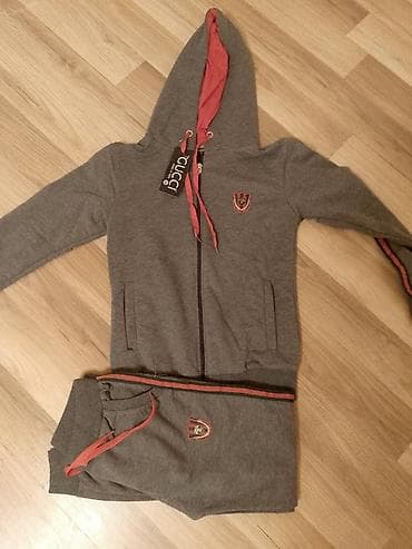 gun eynəyi: İdman dəsti – kapüşonlu jaket və şalvar - Rəng: tünd boz, qırmızı — 1