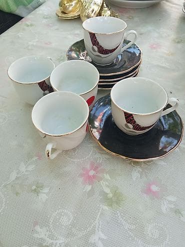 Qəhvə dəsti, rəng - Ağ, Farfor