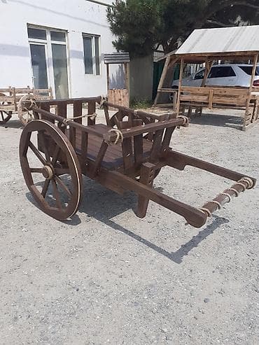 heyet stolari: Taxta dekorativ araba (iki təkərli) - Material: tam ağacdan — 4