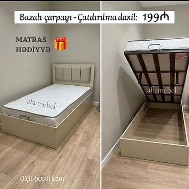 sisme dosek: Bazalı tək çarpayı – matras hədiyyə. - Ölçü: 90 sm x 200 sm - — 1