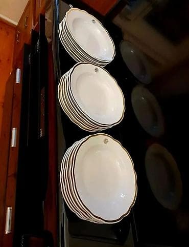 Boşqablar, 18 ədədli dəst, rəng - Ağ, Farfor, SSRİ